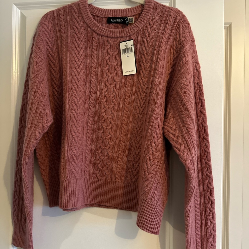 Polo Ralph Lauren Women's Mauve wool Cable Knit Sweater